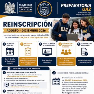 Reinscripciones para el semestre Agosto - Diciembre 2026