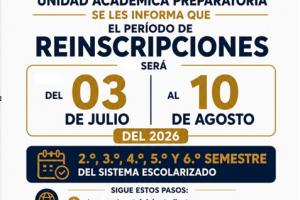Reinscripciones para el semestre Agosto - Diciembre 2026