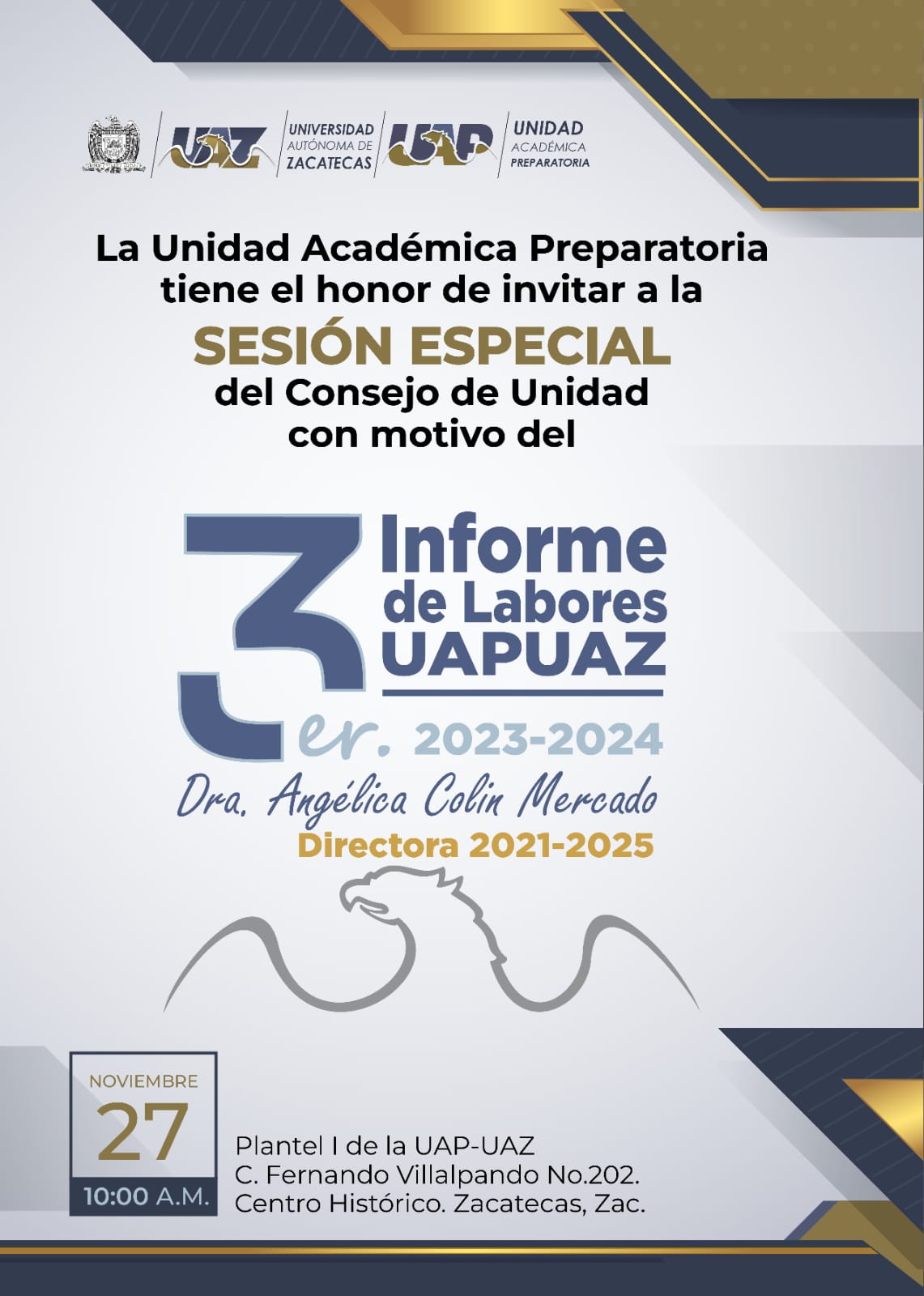 Invitación al 3er. Informe de la Dra. Angélica Colin Mercado