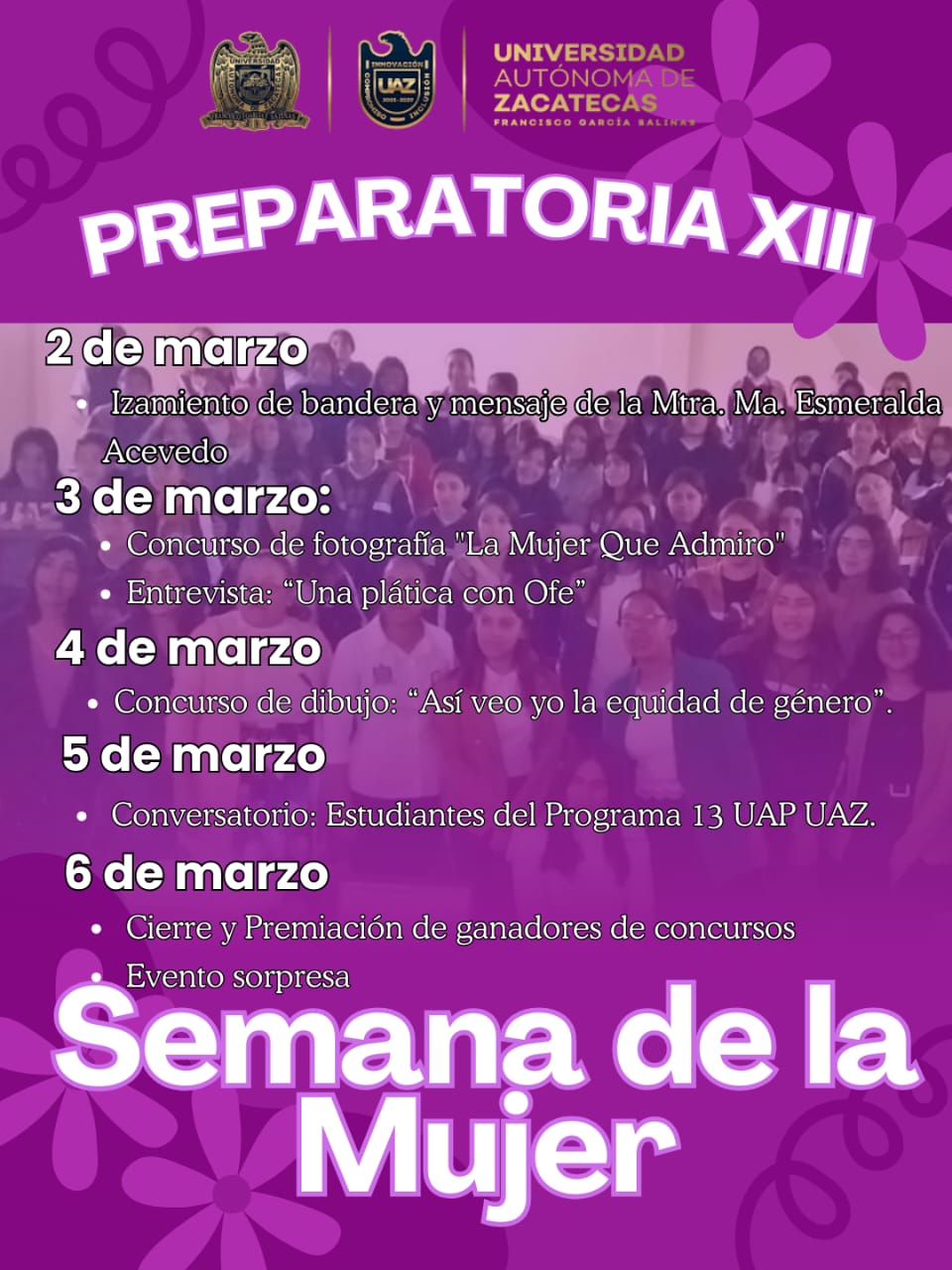 Programa del día de la mujer de Prepa 13