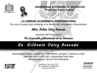 Esquela Sr. Gilberot Ortiz Acevedo