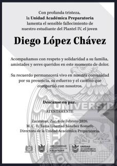 Esquela alumno Diego Lopez Chavez