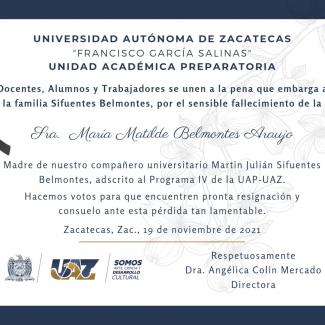 Nuestro más Sentido Pésame.